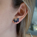 2.50ct Diamond Sapphire 18K Gold Earrings