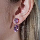 22.13cts Kunzite Diamond 18K Gold Drop Earrings