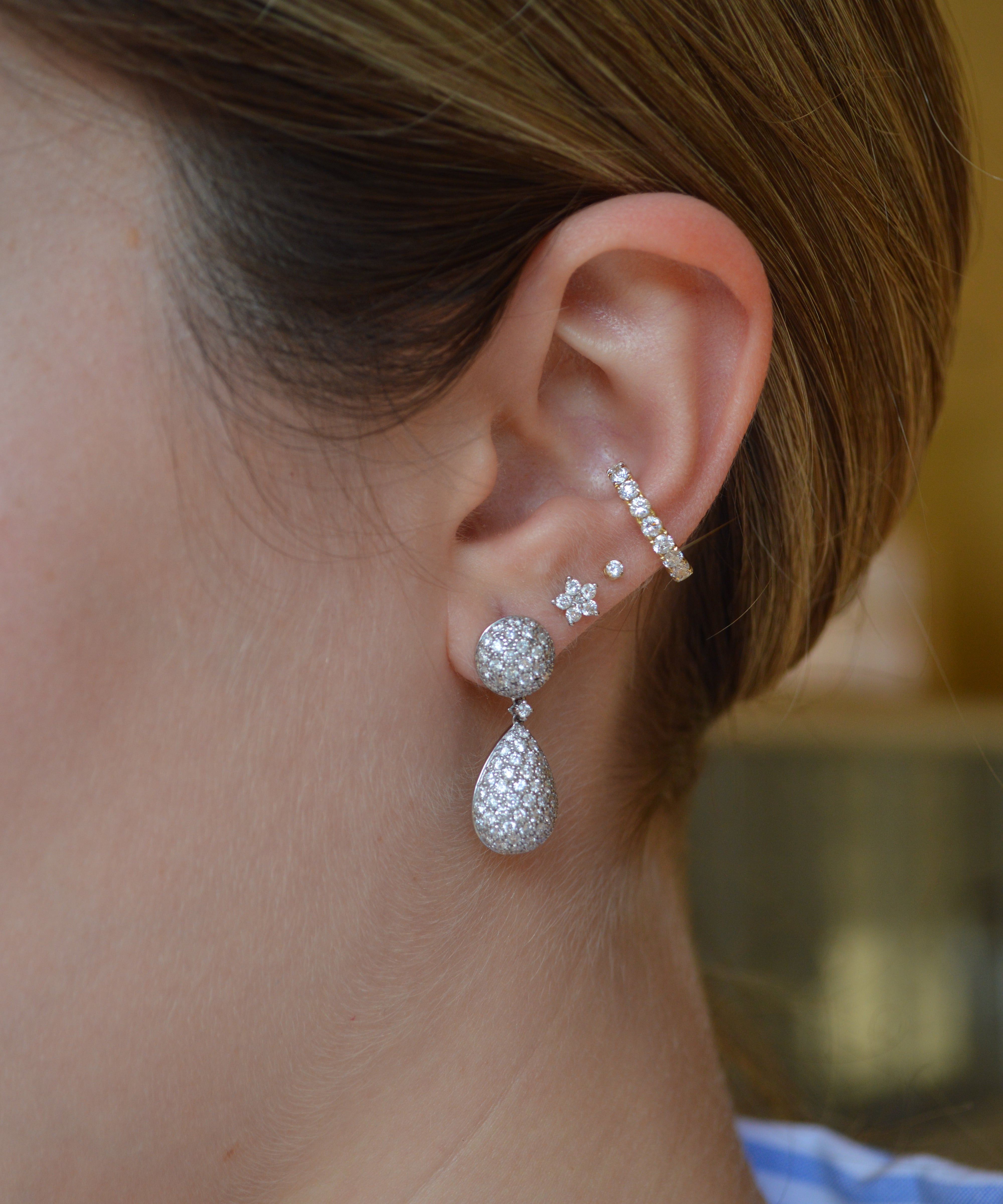2.60ct Diamond 18K Gold Pave Teardrop Earrings