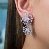 4.00ct Diamond 18K Gold Flower Clip On Earrings
