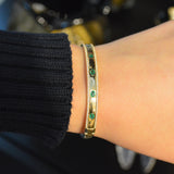 1.08ct Diamond Emerald 14K Gold Bangle Bracelet