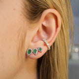 1.74ct Diamond Emerald 18K Gold Climber Earrings