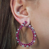 12.10ct Diamond Ruby 18K Gold Statement Earrings