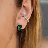 3.68ct Emerald Onyx 14K Gold Stud Earrings