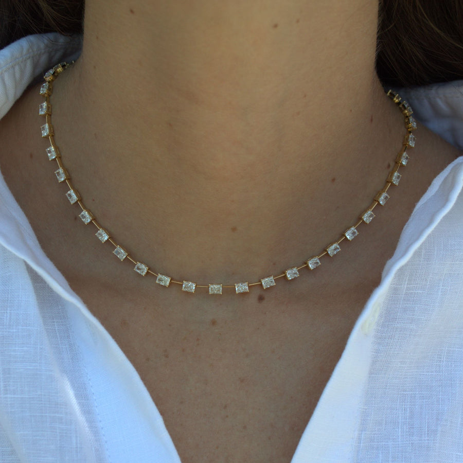 13.80ct Diamond 18K Gold Link Tennis Necklace