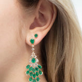 14.18ct Diamond Emerald 18K Gold Statement Earrings