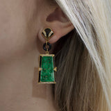 12.94ct Diamond Jade Onyx 18K Gold Statement Earrings