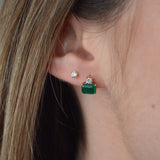 2.2ct Emerald Diamond 18K Gold Stud Earrings