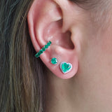 1.52ct Diamond Emerald 18K Gold Heart Stud Earrings