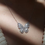 2.00ct Diamond 14K Gold Butterfly Pendant Necklace
