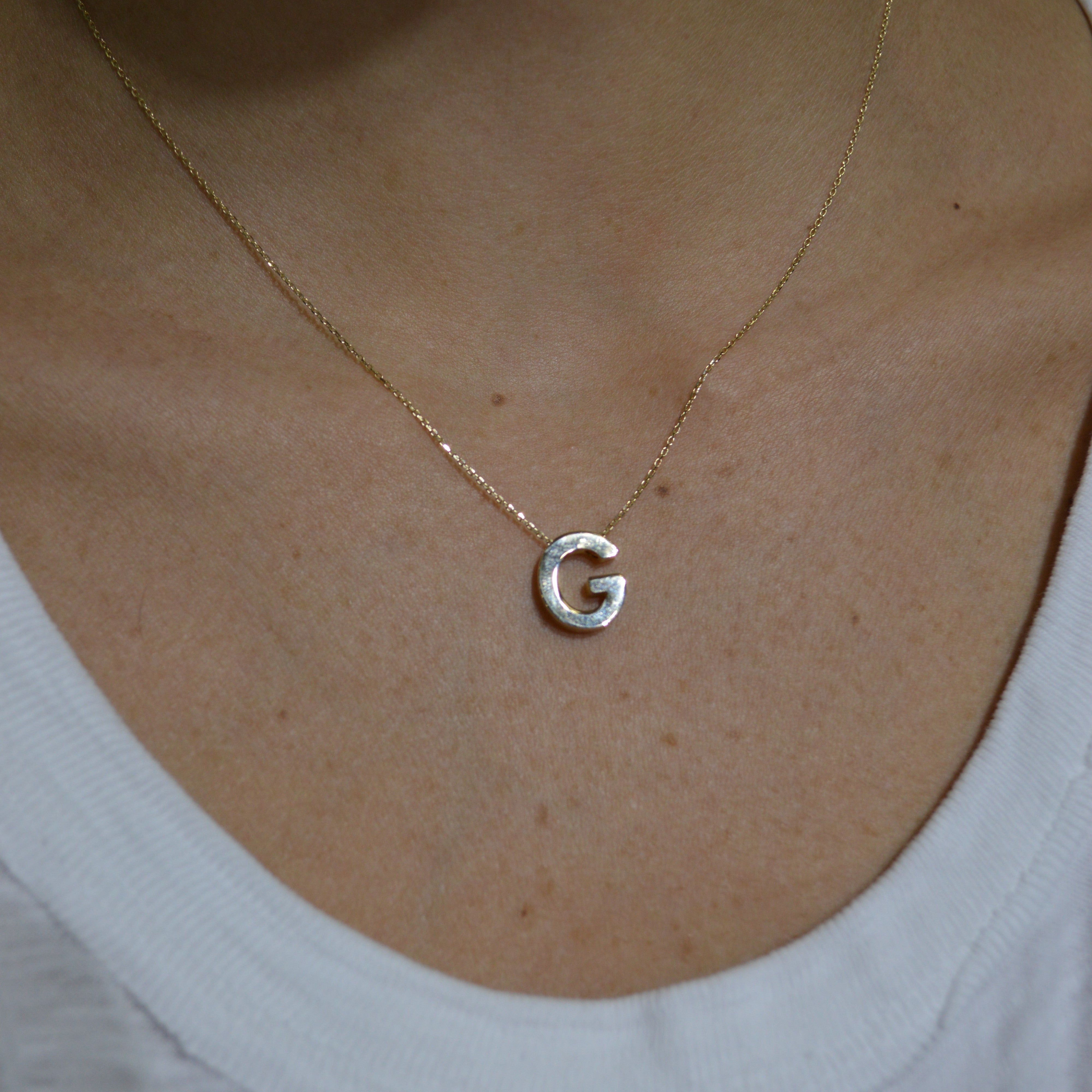 14K Gold Letter G Initial Pendant Necklace