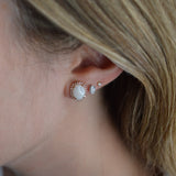 2.60ct Diamond Opal 14K Gold Halo Stud Earrings