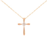 0.25ct Diamond 18K Gold Cross Pendant Chain Necklace