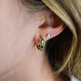 1.80ct Emerald 14K Gold Flush Hoop Earrings