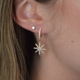 0.68ct Diamond 18K Gold Starburst Huggie Earrings