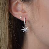 0.68ct Diamond 18K Gold Starburst Huggie Earrings
