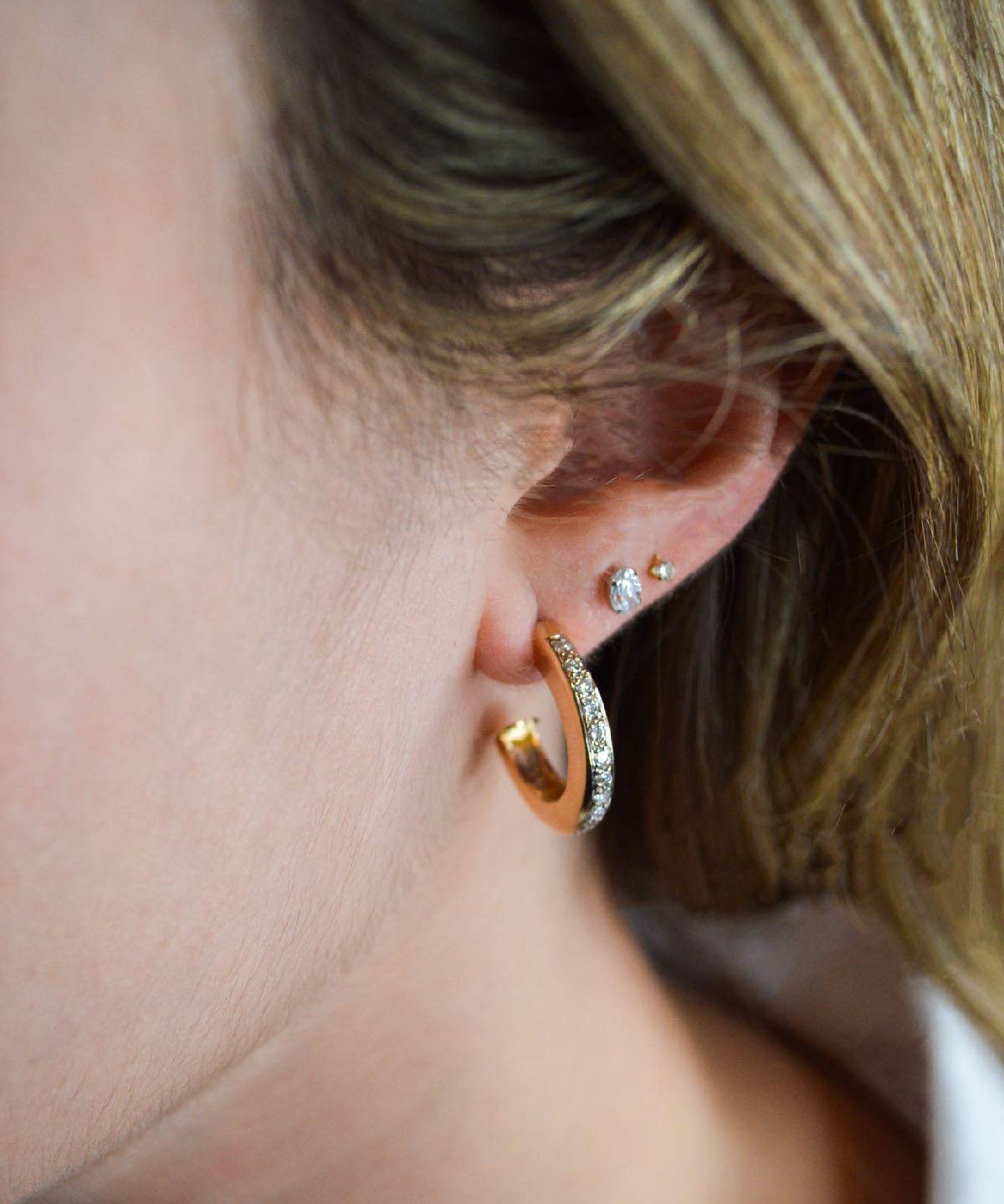 0.75ct Diamond 14K Gold Hoop Earrings