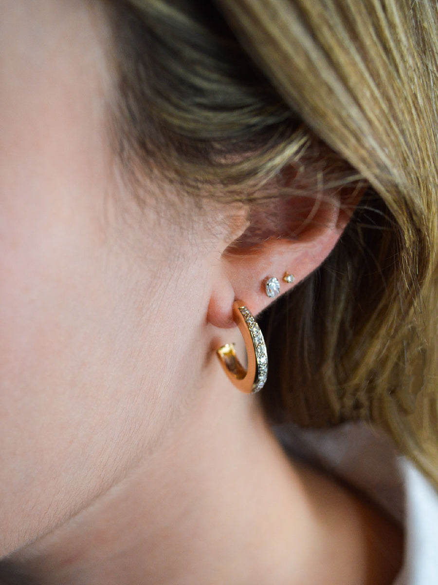 0.75ct Diamond 14K Gold Hoop Earrings