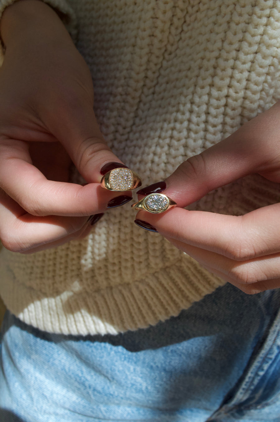 0.22ct Diamond Pave Signet Ring in 14K Yellow Gold