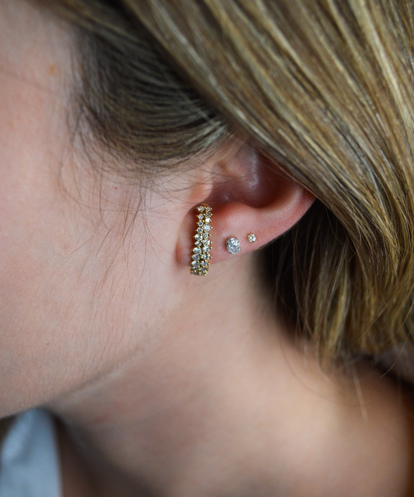 1.16ct Diamond 18K Gold Climber Earrings