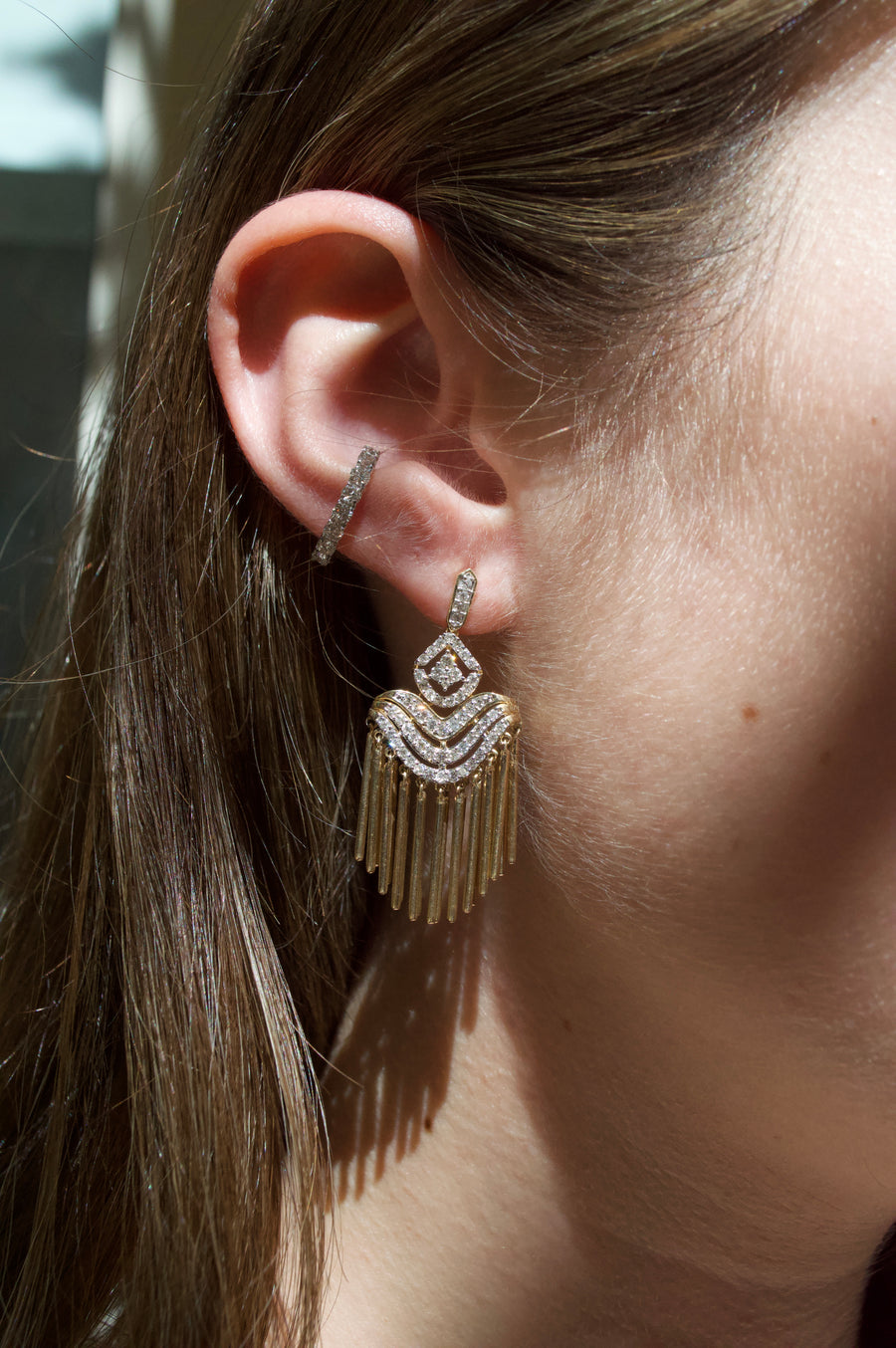 1.08ct Diamond 14K Gold Cascade Fringes Earrings