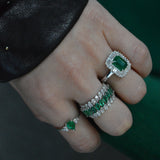 0.80ct Diamond Emerald 14K Gold Classic Ring