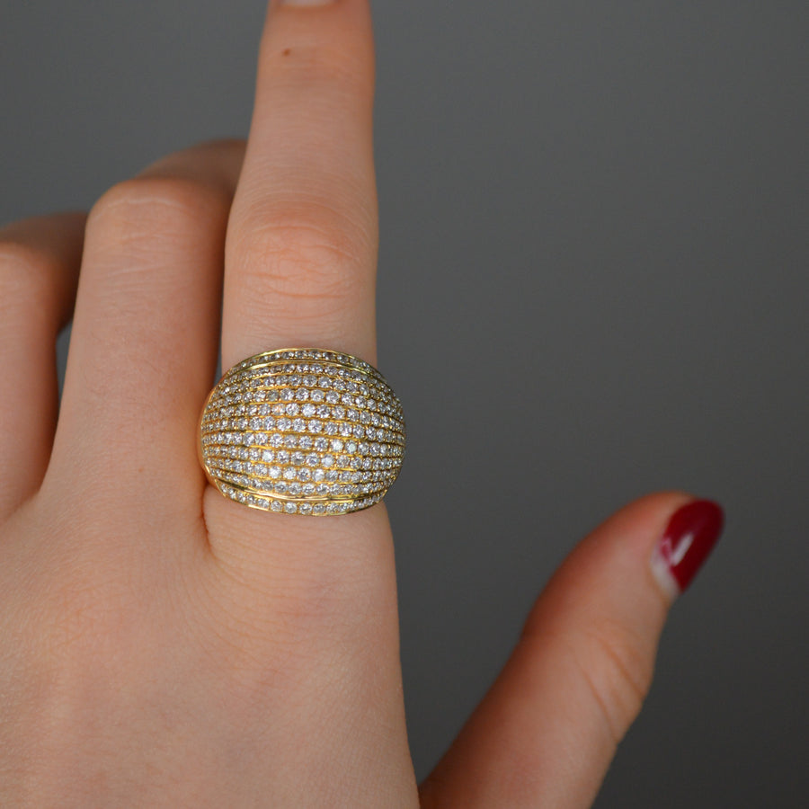 2.15ct Diamond 18K Gold Pave Dome Ring