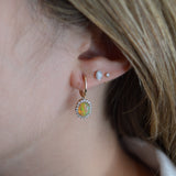 1.40ct Opal 14K Gold Sunburst Dangle Drop Earrings