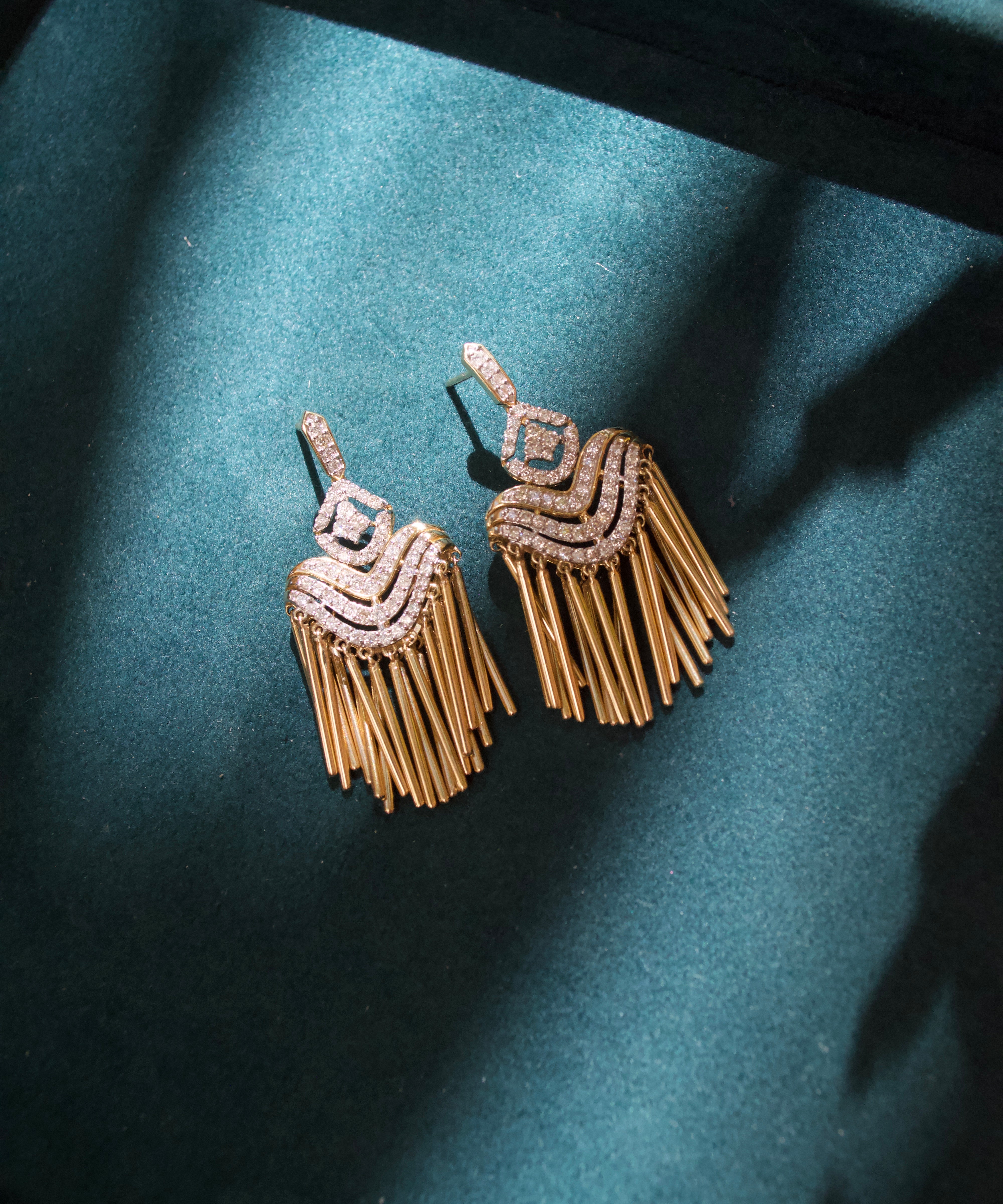 1.08ct Diamond 14K Gold Cascade Fringes Earrings