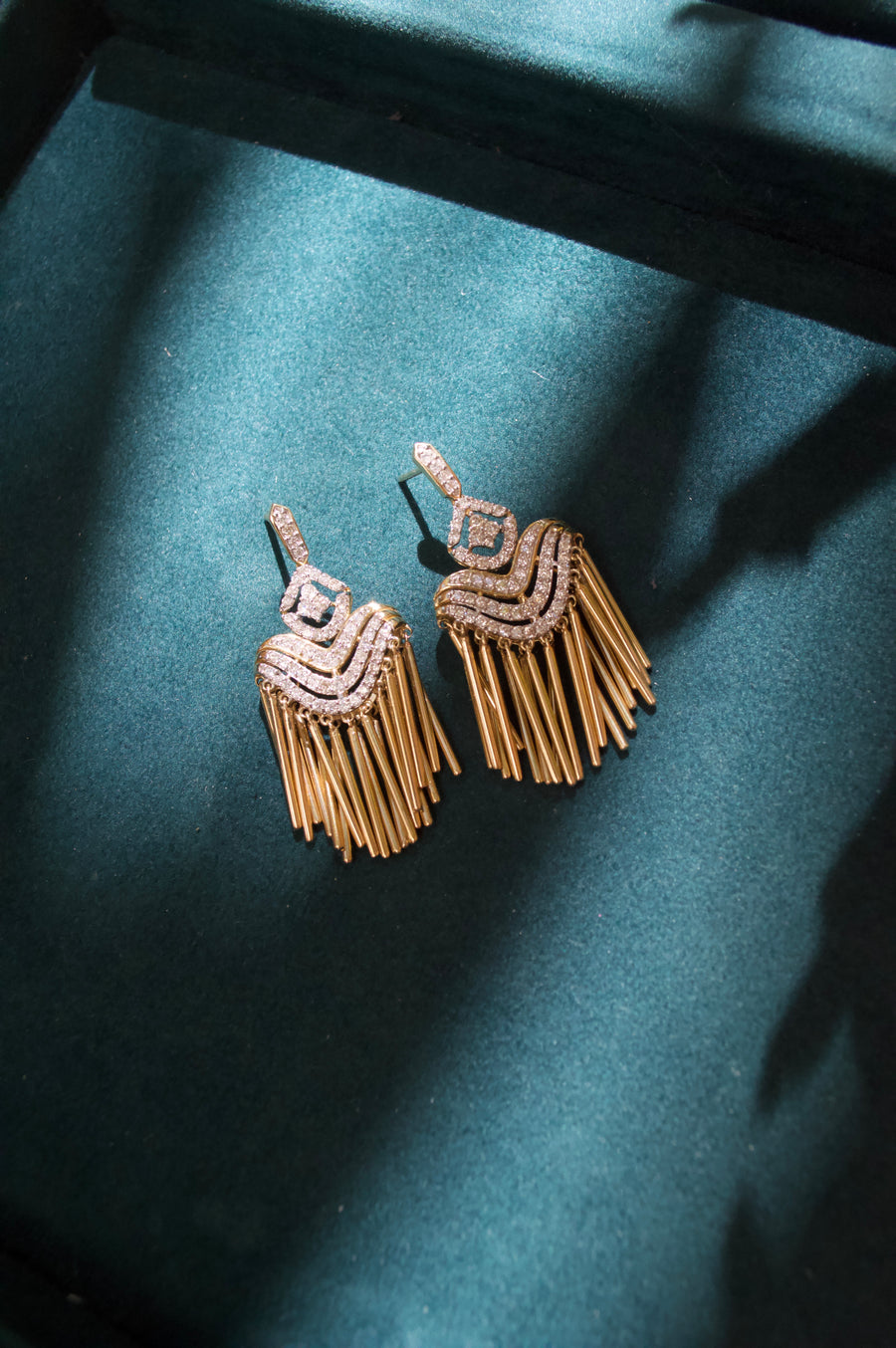 1.08ct Diamond 14K Gold Cascade Fringes Earrings