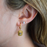 1.39ct Diamond Yellow Sapphire 18K Pave Round Baguette Drop Earrings