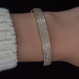 2.50ct Diamond 14K Gold Multi Row Pave Bangle Bracelet