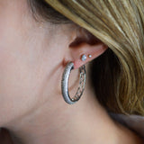 3.00ct Diamond 14K Gold Pave Hoop Earrings