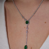 5.30ct Diamond Emerald 18K Gold Lariat Drop Necklace