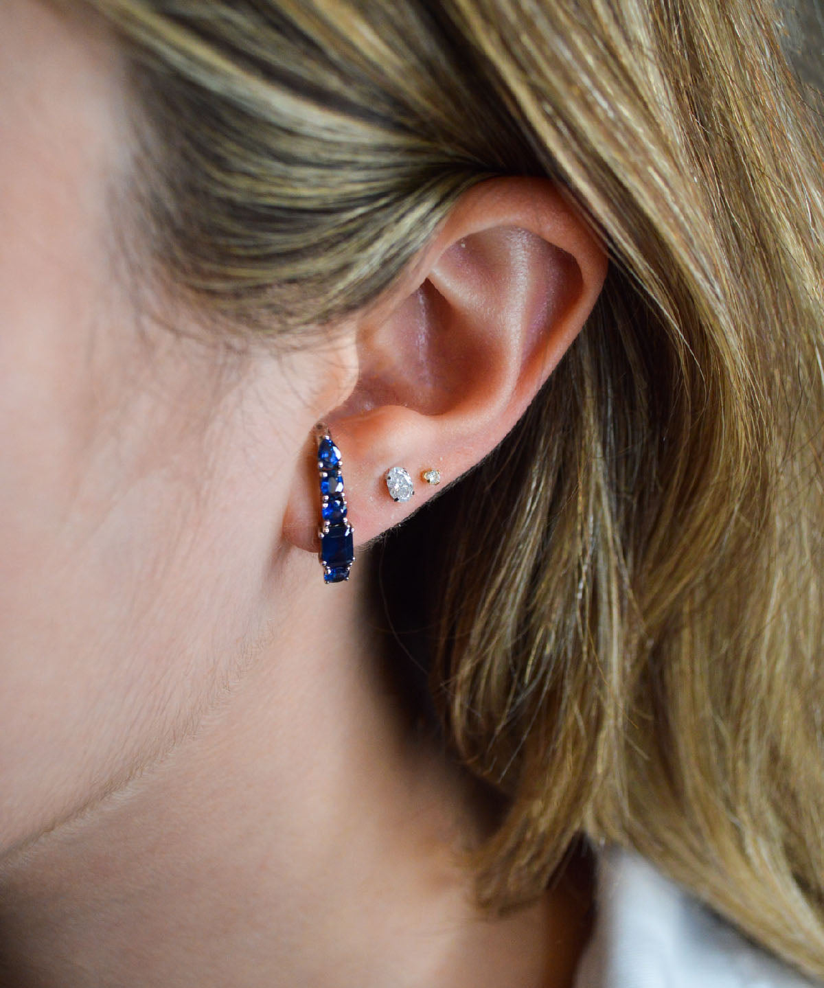 2.50ct Sapphire 18K Gold Climber Earrings