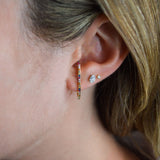 0.46ct Diamond Multi Color Sapphire 14K Gold Climber Earrings