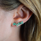 3.30ct Emerald 18K Gold Climber Earrings