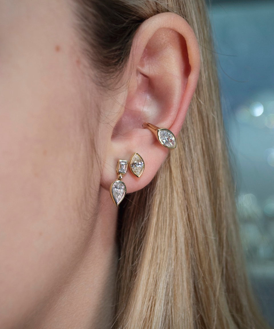 0.75ct Diamond 14K Gold Dangle Drop Earrings