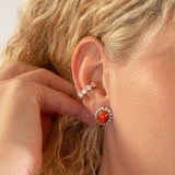 5.49cts Coral Diamond 18K Gold Stud Earring