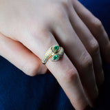 1.08ct Diamond Emerald 14K Gold Bypass Ring