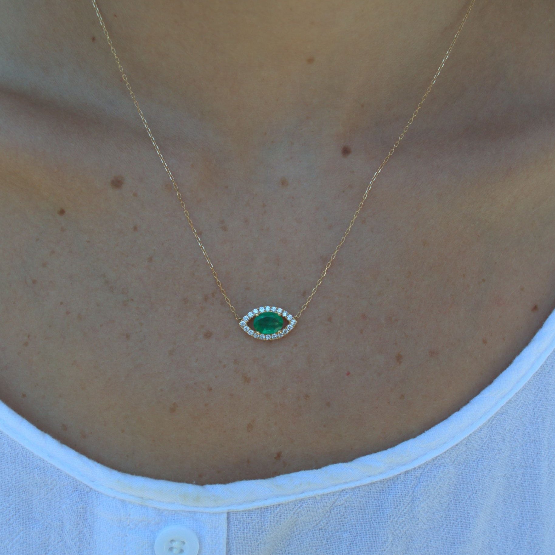 1.62ct Diamond 18K Gold Eye Pendant Necklace