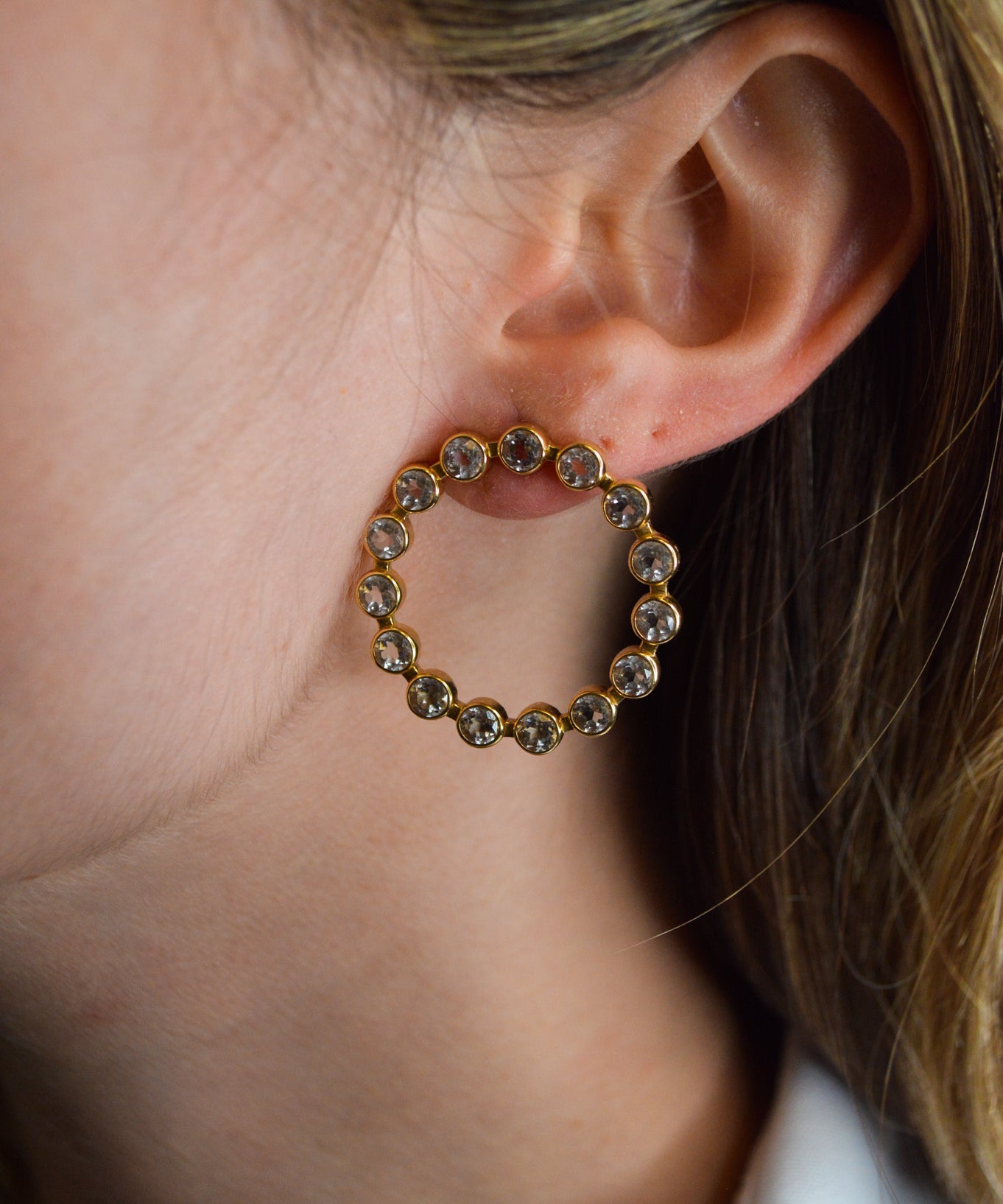 6.00ct Topaz 18K Gold Open Circle Earrings