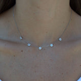 1.00ct Diamond 18K Gold Flower Cluster Stationed Necklace
