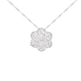 2.00ct Diamond 18K Gold Pave Flower Pendant Chain Necklace