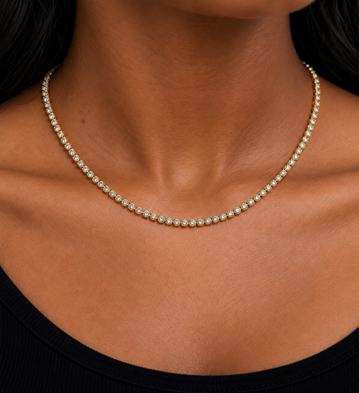 6.35ct Diamond 18K Gold Tennis Necklace
