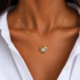 0.42ct Diamond 14K Gold Button Pendant Chain Necklace