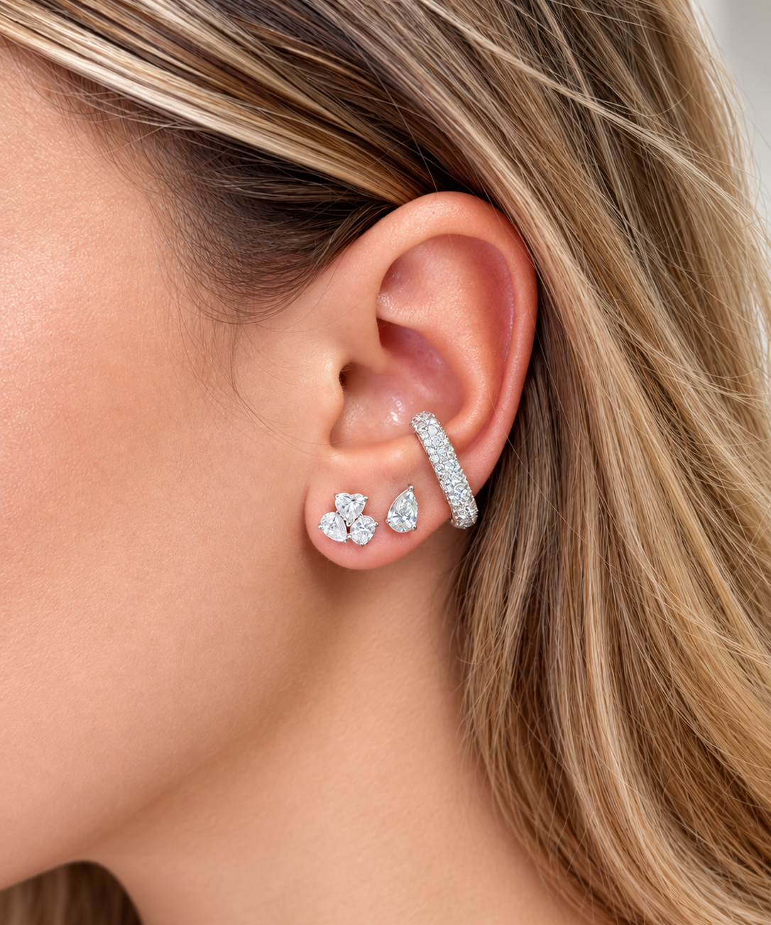 2.00ct Diamond 18K Gold Cluster Multi Shape Earrings