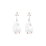 80.75ct Diamond Pearl 18K Gold Celestial Dangle Drop Earrings