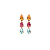 2.69cts Multi Tourmaline 14K Gold Drop Earrings