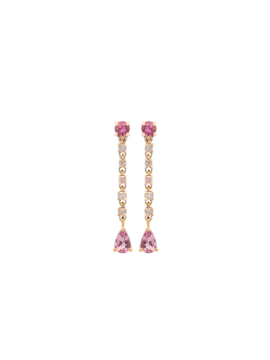 1.31cts Multi Tourmaline 14K Gold Drop Earrings